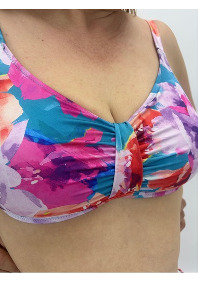 Kaplı Kesim Desenli İp Detaylı Bikini Takımı Çok Renkli