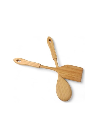 Tr Bambu 2'li Servis Seti, Tavalarınız Ve Kızarmanız İçin Spatula, Servisleriniz İçin Büyük Kaşık 2 Adet L Diğer