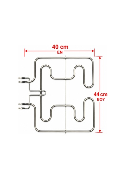 1300w Ankastre Fırın Alt Isıtıcı Rezistans 40 Cm En, 44 Cm Boy Gri
