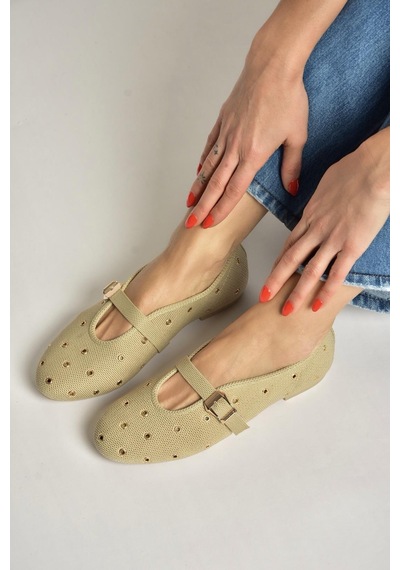 Fox Shoes Y820410104 Ten Triko Kumaş Kadın Babet Ten