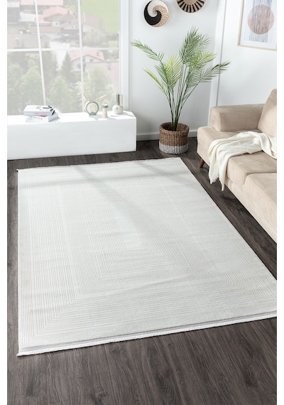 Mariesse Home Zen Koleksiyonu - Bambu Tarz Modern Sık Dokuma Halı Salon Oturma Odası Halısı 0590a Beyaz