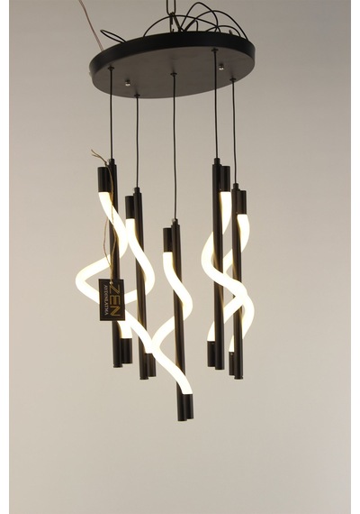 Lüks Spiral Tasarım Modern Burgulu Seri 3 Renk Ledli Şık Salon Avizesi Siyah