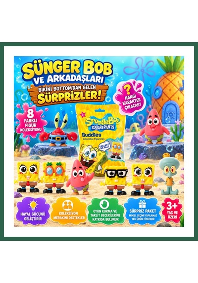 Bezos Spongebob Squarepants Buddies 3d Sürpriz Figür Paketi Bzs01