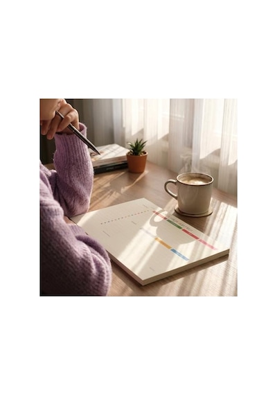A4 Haftalık Masa Planlayıcı - 80 Yaprak, Minimal Tasarım Açık Gri