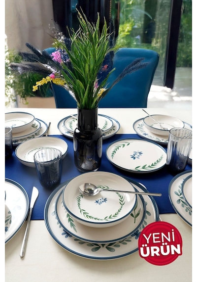 Keramika Daphne Yemek Takımı 18 Parça 6 Kişilik 22921-23-25 Mavi