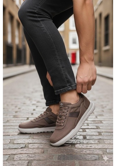 Fort 0226 Dks Keten Rahat Hafif Sneaker Erkek Ayakkabı Vizon