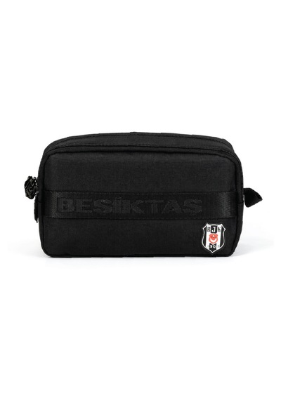 Beşiktaş Lisanslı Kalemlik - Siyah Kolon Detaylı 2 Bölmeli Kalem Çantası