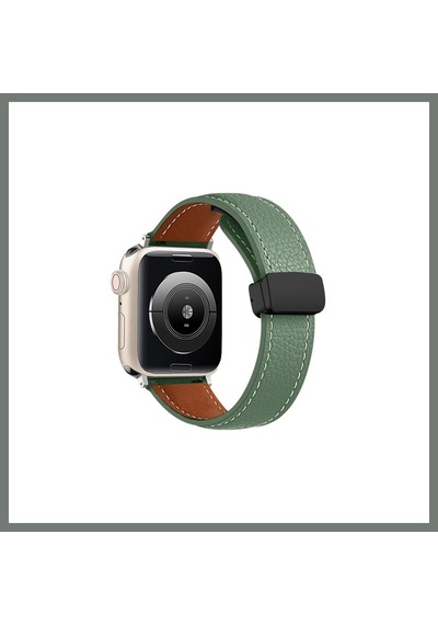 Bezos Watch 38mm Uyumlu Kr414 Daks Deri Kordon - Koyu Yeşil Mmbz
