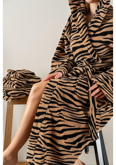 Soley Tiger %100 Pamuk Kadife Kadın / Erkek Unisex Bornoz Renksiz