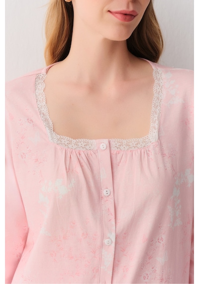 SUWEN Sakura Gömlek Yaka Pijama Takımı Pembe