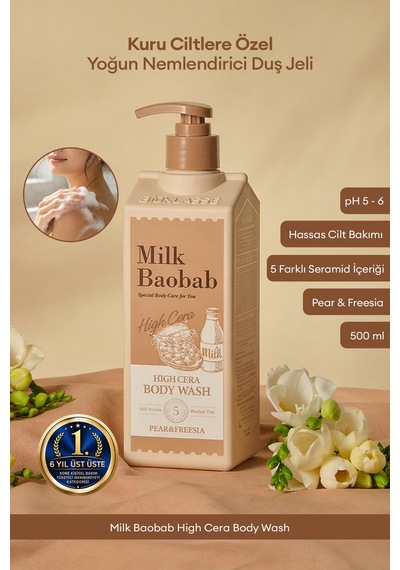 Kuru Ciltlere Özel Yoğun Nemlendirici Duş Jeli Mılk Baobab High Cera Body Wash Pear&freesia Armut
