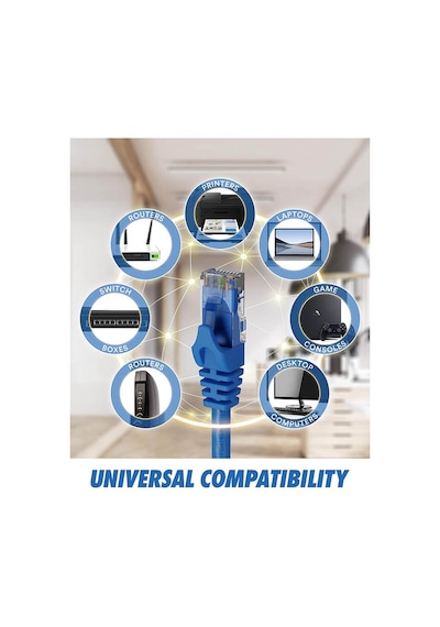 1M Cat6 Kablo - 23 Awg - Mavi - 1 Metre Cat 6 Ethernet Kablosu