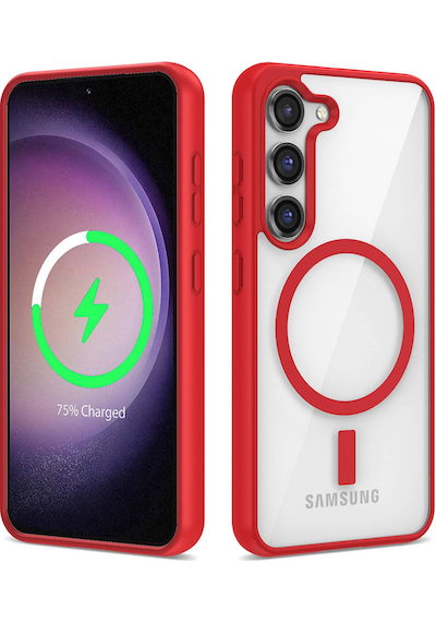 Ardemix Galaxy Uyumlu S22 Uyumlu Magsafe Wireless Şarj Özellikli Silikon Ege Kılıf-kırmızı Kirmizi