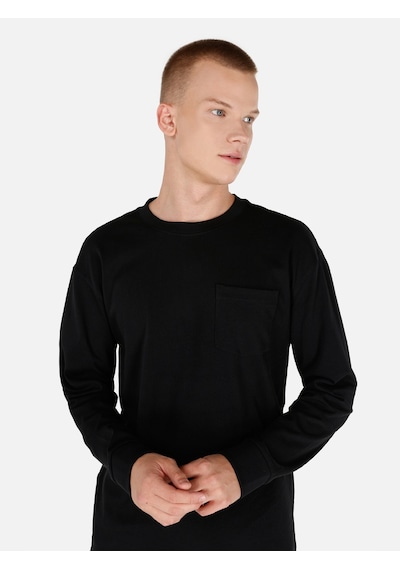Colin's Colins Regular Fit Bisiklet Yaka Basic Siyah Erkek Uzun Kol Tişört Cl1065666 Siyah