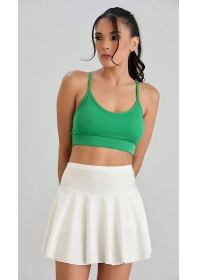 İp Askılı Kaşkorse Crop Bluz - S504780 Yeşil