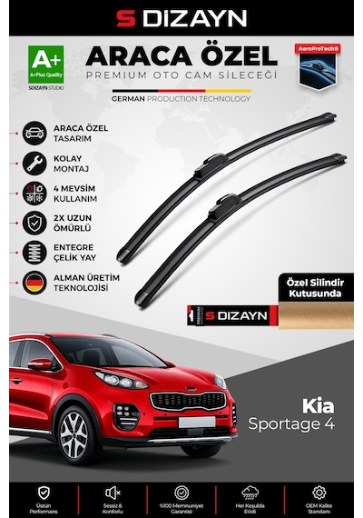 S-dizayn Kia Sportage Ön Cam Silecek Seti 2016-2021 Premium Araca Özel 65-40 Cm A+ Kalite