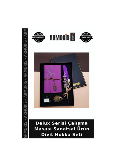 Delux Serisi Çalışma Masası Sanatsal Ürün Divit Hokka Seti Çok Renkli