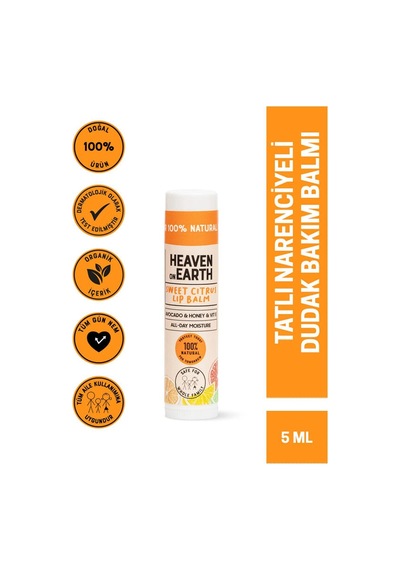 Heaven On Earth %100 Doğal Ve Organik İçerikli Lip Balm 5 Gr - Sweet Citrus