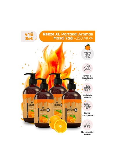 4 Lü Portakal Aromalı Masaj Yağı 250 Ml X 4 Yenilebilir Büyük Boy Vücut Bakım Yağı - 499629374