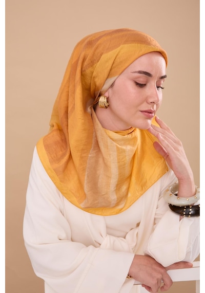 Silk Home Olinda İpek Eşarp 47005-05 Turuncu, Sarı, Bej, Kiremit, Taba