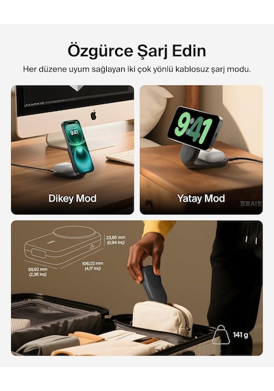 Belkin Wız039kqbk Ultracharge 2-in-1 Katlanabilir Qi2 25w Magsafe Uyumlu Kablosuz Şarj Standı - Siyah