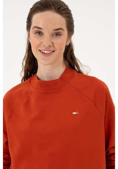 U.S. Polo Assn. Kadın Kiremit Regular Bisiklet Yaka Basic Sweatshırt 50313610-VR031