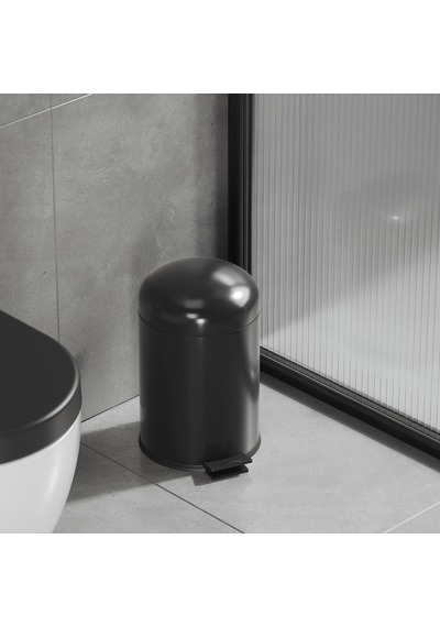 Aqua Bagno Smile Çöp Kovası -pedallı 5 Lt. , Mat Siyah