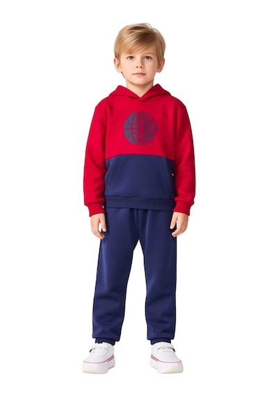 Frm Erkek Çocuk Regular Fit Kapüşonlu Pamuklu İki Parça Takım Kalitel Kırmızı