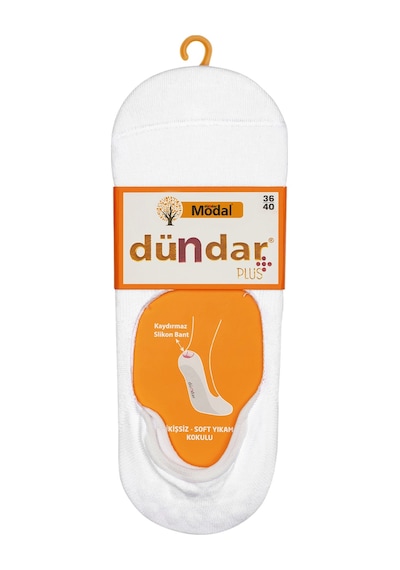 Dündar Unisex Beyaz 6'lı Modal Silikonlu Babet Çorap Beyaz