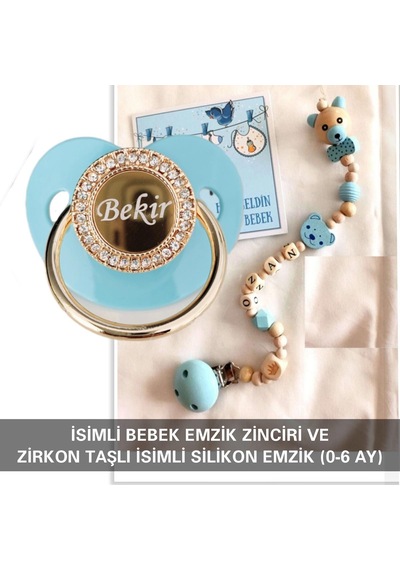 Sahi Aksesuar İsimli Bebek Emzik Zinciri ve İsimli Bebek Silikon Emzik BEZYI273 Pembe