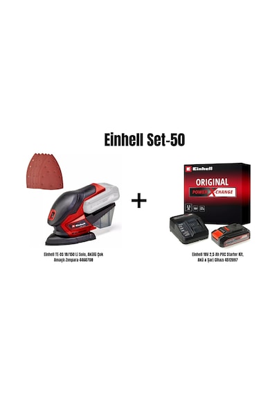 Einhell Set-50 Einhell TE-OS 18/150 Li Solo Akülü Çok Amaçlı Zımpara + Einhell 18V 2,5 AH Pxc Starter Kit Akü & Şarj Cihazı