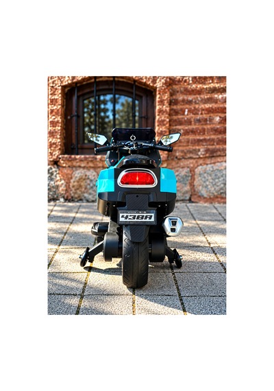 12v Akülü Çocuk Motoru 3-6 Yaş Led Işıklı Müzikli Deri Koltuklu Ayaktan Gazlı Turkuaz Turkuaz