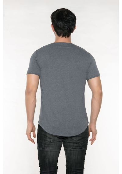 Black Horn Erkek Geniş Yaka %100 Pamuk Salaş T-shirt Antrasit