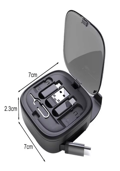60w 3a 6in1 Çok İşlevli Seyahat Şarj Seti 0.8m Kablo + Çevirici Kit, Hızlı Şarj Çoklayıcı Set 1 ADET