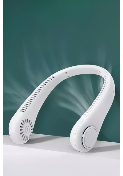 Thentech Boyuna Asılır Taşınabilir Fan Her Ortamda Kullanılabilir Şarjlı Soğutucu Fan Usb Şarjlı Boyunluk Fan Beyaz