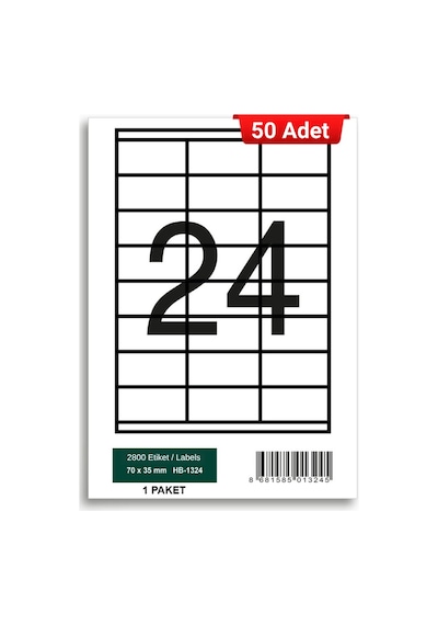 Herboy Hb-1324 70 X 35 Mm A4 Baskılı Laser Etiket 50 Adet