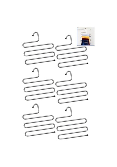 Pantolon Askısı Metal Askı Kravat Eşarp Askısı 6lı Set Beyaz