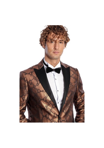 Desenli Slim Fit Kahverengi Erkek Smokin Ceket - Wessi Kahverengi Desenli Slim Fit Kahverengi Erkek Smokin Ceket - Wessi Kahverengi