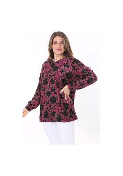 Şans Kadın Büyük Beden Renkli Desenli Sweatshirt 65n37809-renkli Çok Renkli