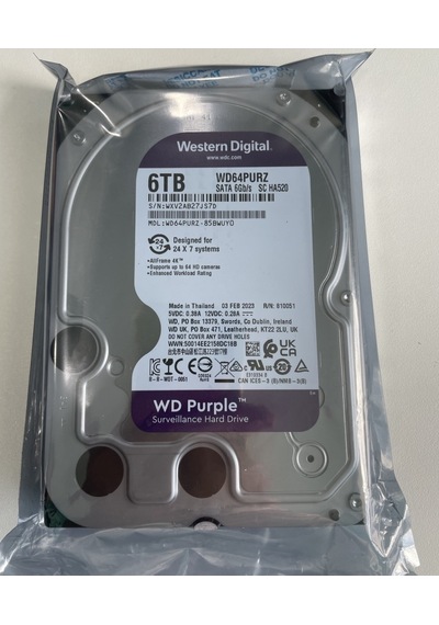 Wd Purple, Wd64purz, 3.5&quot , 6tb, 256mb, 5400 Rpm, 7/24 Güvenlik, Hdd Türkiye Distribütörü Garantili