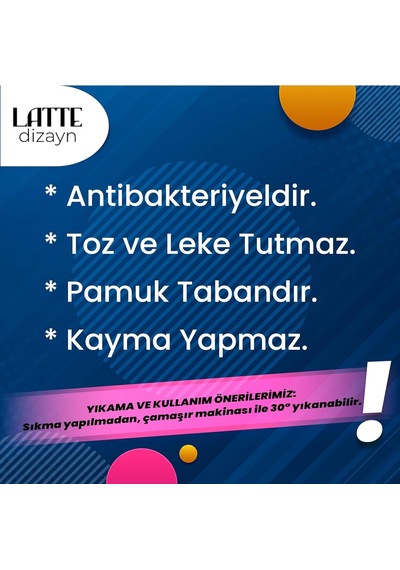 Latte Dizayn Rienes Modern Desenli Şönil Pamuk Tabanlı Yıkanabilir Kaymaz Antibakteriyel Yuvarlak Salon Halısı 100 Çok Renkli