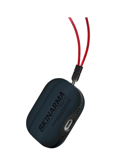 Apple Uyumlu AirPods Pro 2 Kılıf Skinarma Pu Deri Tasarım Spunk Kılıf Mavi