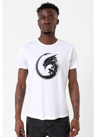 Allien Xenomorph Beyaz Erkek Bisikletyaka Tshirt Çok Renkli