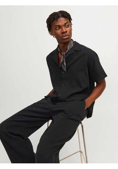 Jack & Jones Erkek Düz Renk Dügme Kapamali Gömlek - Luke - 12255781 Black