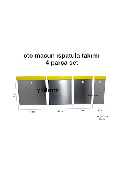 Oto Macun Ispatulası Duyar Marka 4 Lü Set Macun Küreği