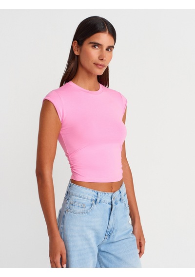 Dilvin 30899 Yanları Büzgü Detaylı Top-pembe Pembe