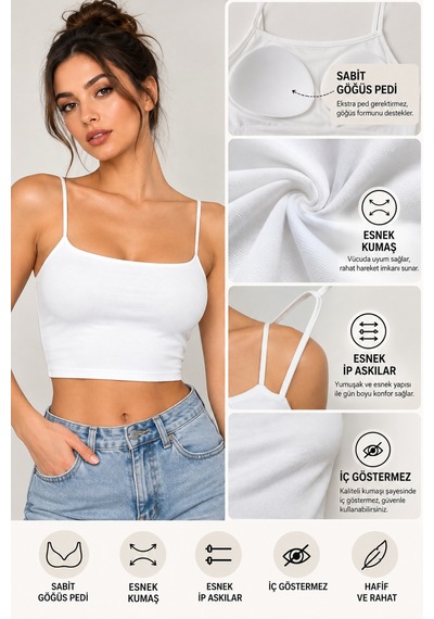 Mrm Pro Göğüs Pedli Kadın Beyaz İp Askılı Crop Atlet Esnek Fit Nakışlı Crop Top Büstiyer Beyaz Beyaz Mrm Pro Göğüs Pedli Kadın Beyaz İp Askılı Crop Atlet Esnek Fit Nakışlı Crop Top Büstiyer Beyaz Beyaz