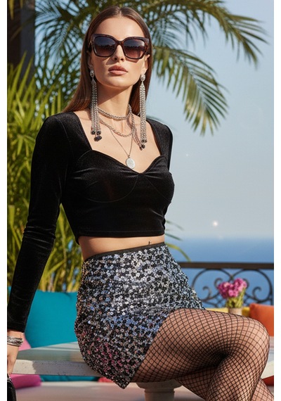 Fashion Cocktail Bel Şeritli Yan Fermuarlı Desenli Pullu Payetli Mini Yüksek Bel Kombin Gece Kokteyl Etek Bordo Fashion Cocktail Bel Şeritli Yan Fermuarlı Desenli Pullu Payetli Mini Yüksek Bel Kombin Gece Kokteyl Etek Bordo