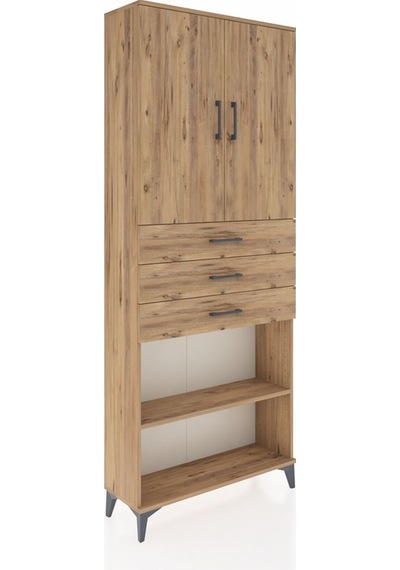 Arges Dolap 4 Raflı 3 Çekmeceli 2 Kapaklı 88x30x221 Çam-çam Atlas Çam
