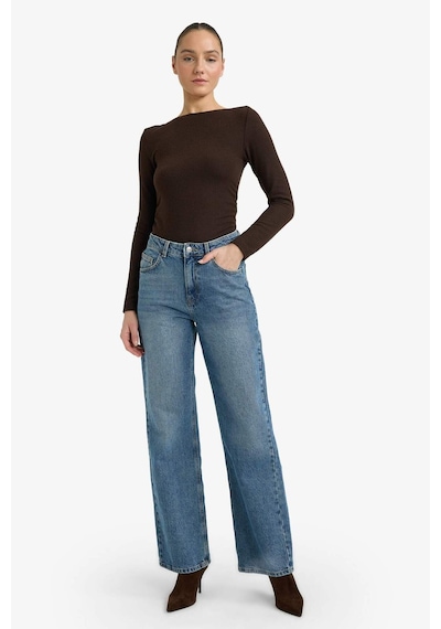 Defacto Slim Fit Dar Kesim Yarım Balıkçı Yaka Uzun Kollu Tişört G7809ax25wnbn340 Kahve-bn340